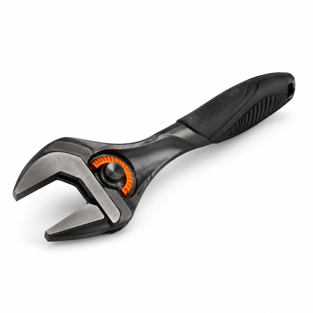 Wide-Jaw Adjustable Wrench with Comfort Grip