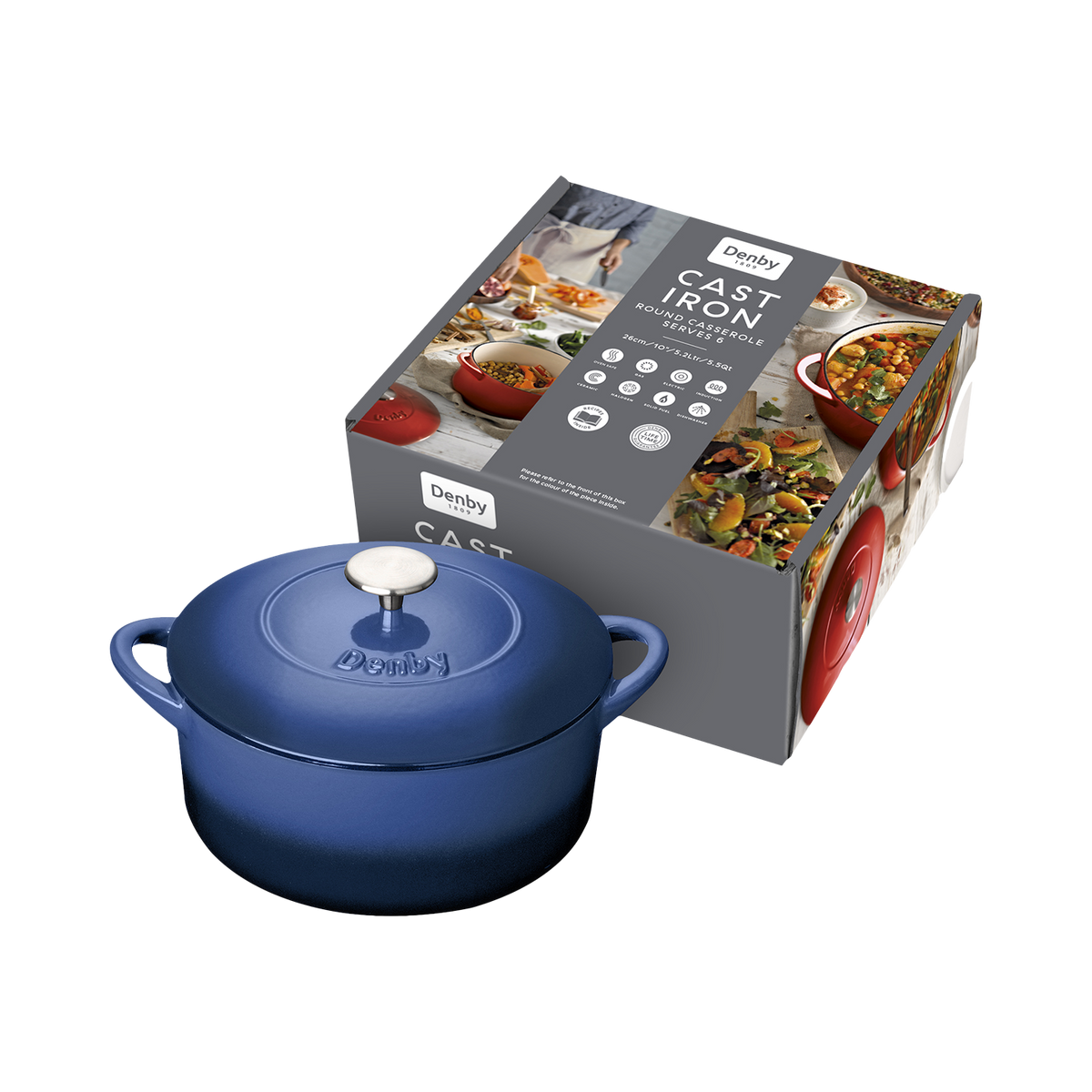 Cobalt 26cm Round Cast Iron Casserole