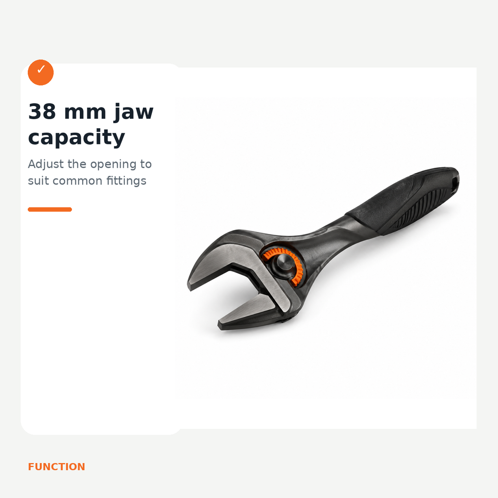 Wide-Jaw Adjustable Wrench with Comfort Grip