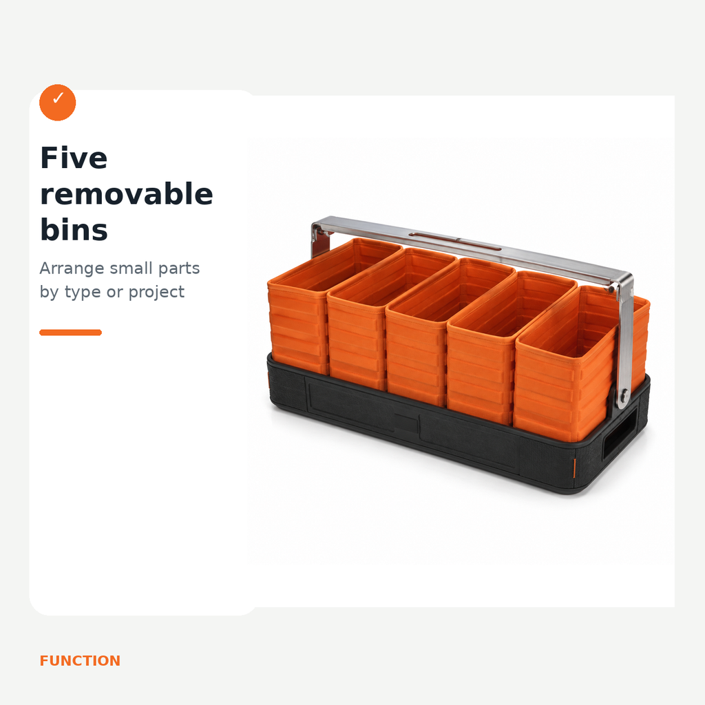Foldable Five-Bin Parts Organiser