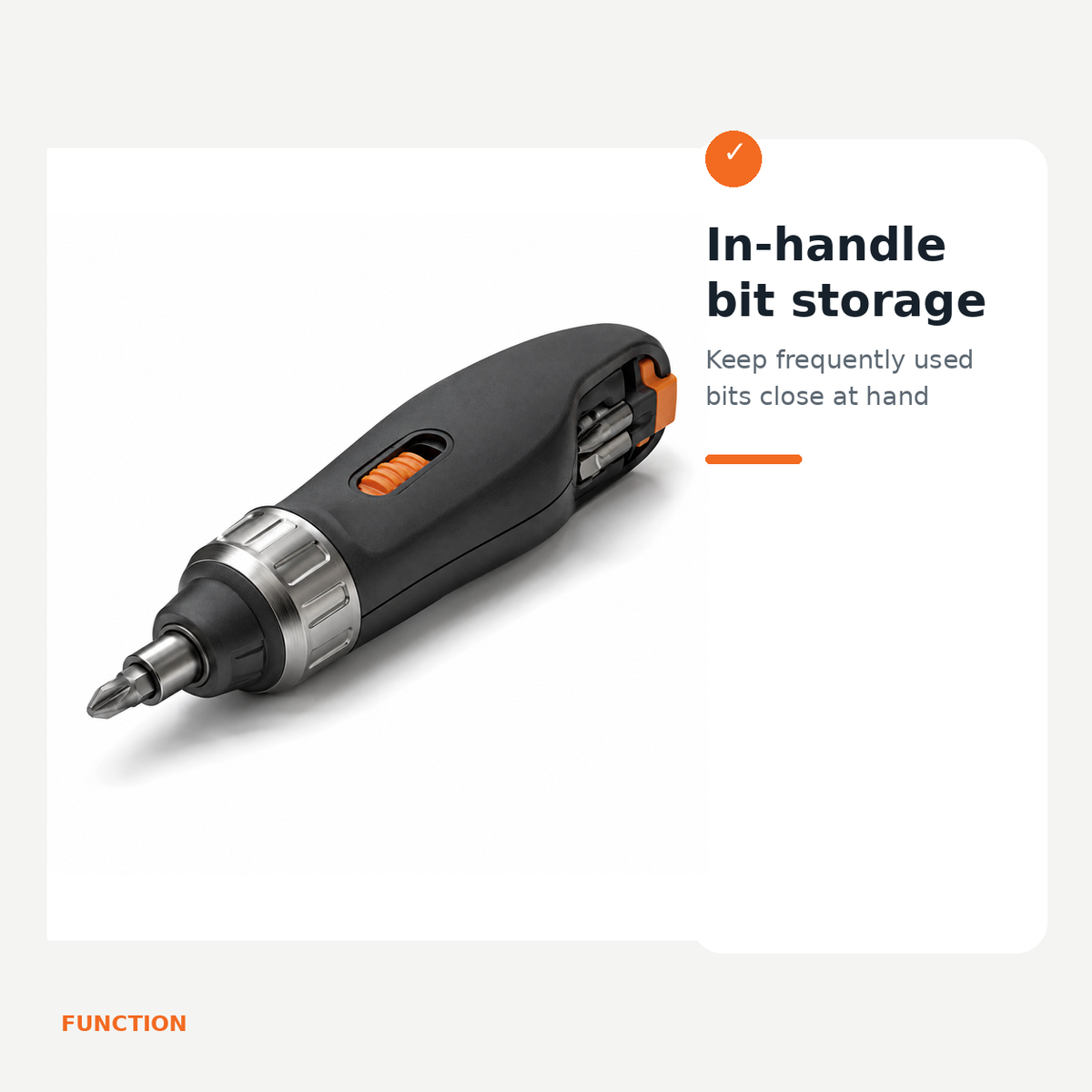 Compact Ratcheting Screwdriver with Bit Storage