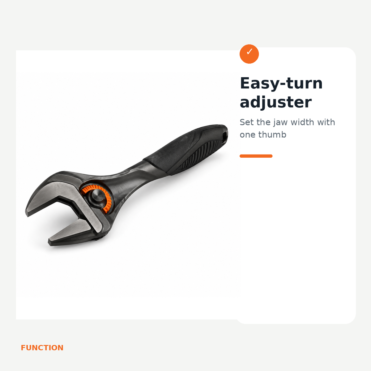 Wide-Jaw Adjustable Wrench with Comfort Grip