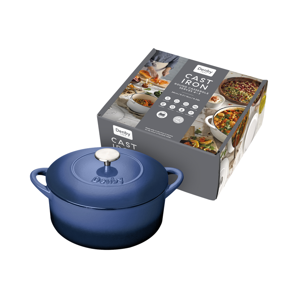 Cobalt 24cm Round Cast Iron Casserole