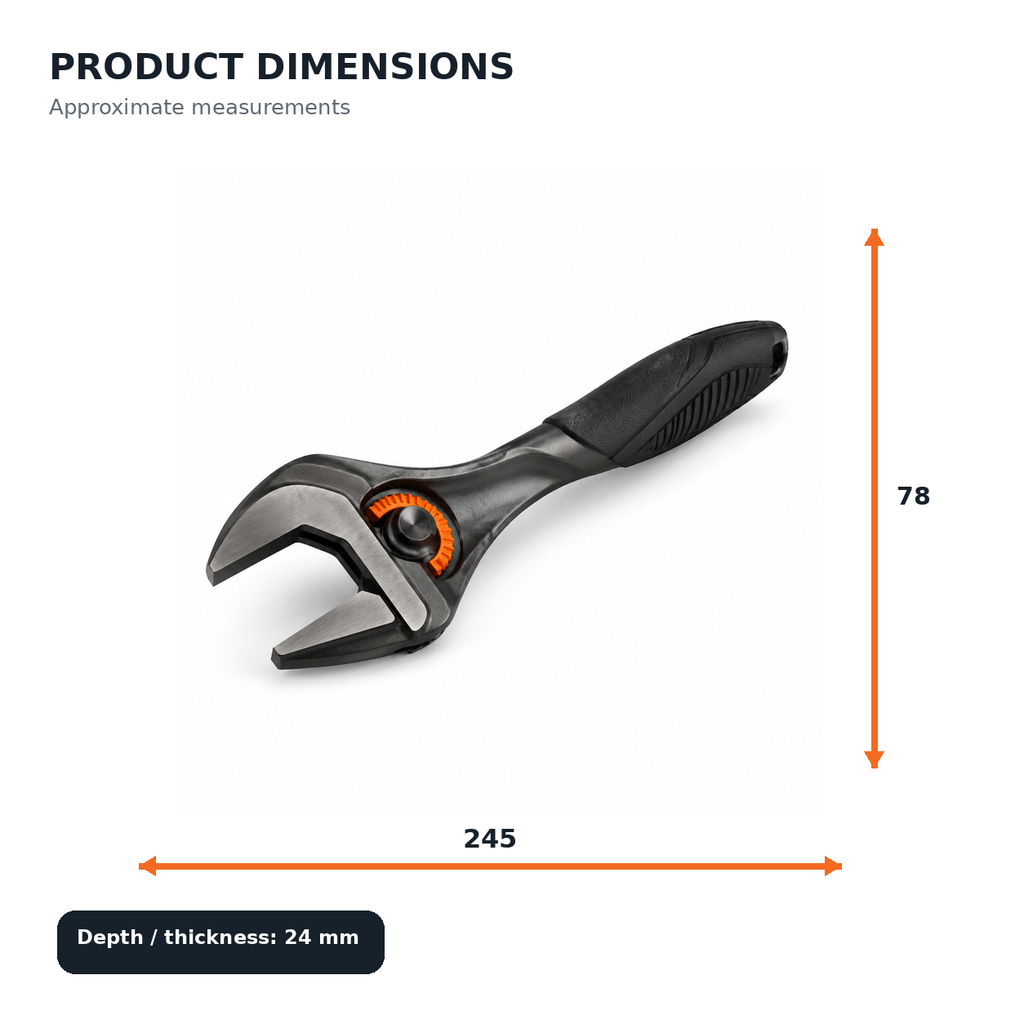 Wide-Jaw Adjustable Wrench with Comfort Grip
