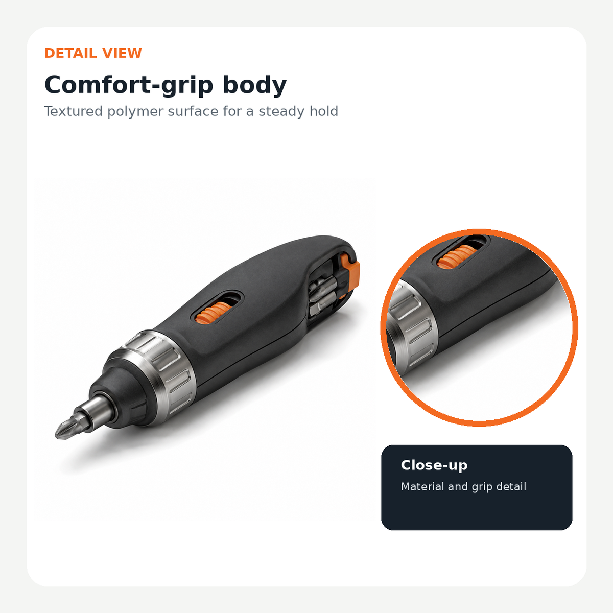 Compact Ratcheting Screwdriver with Bit Storage