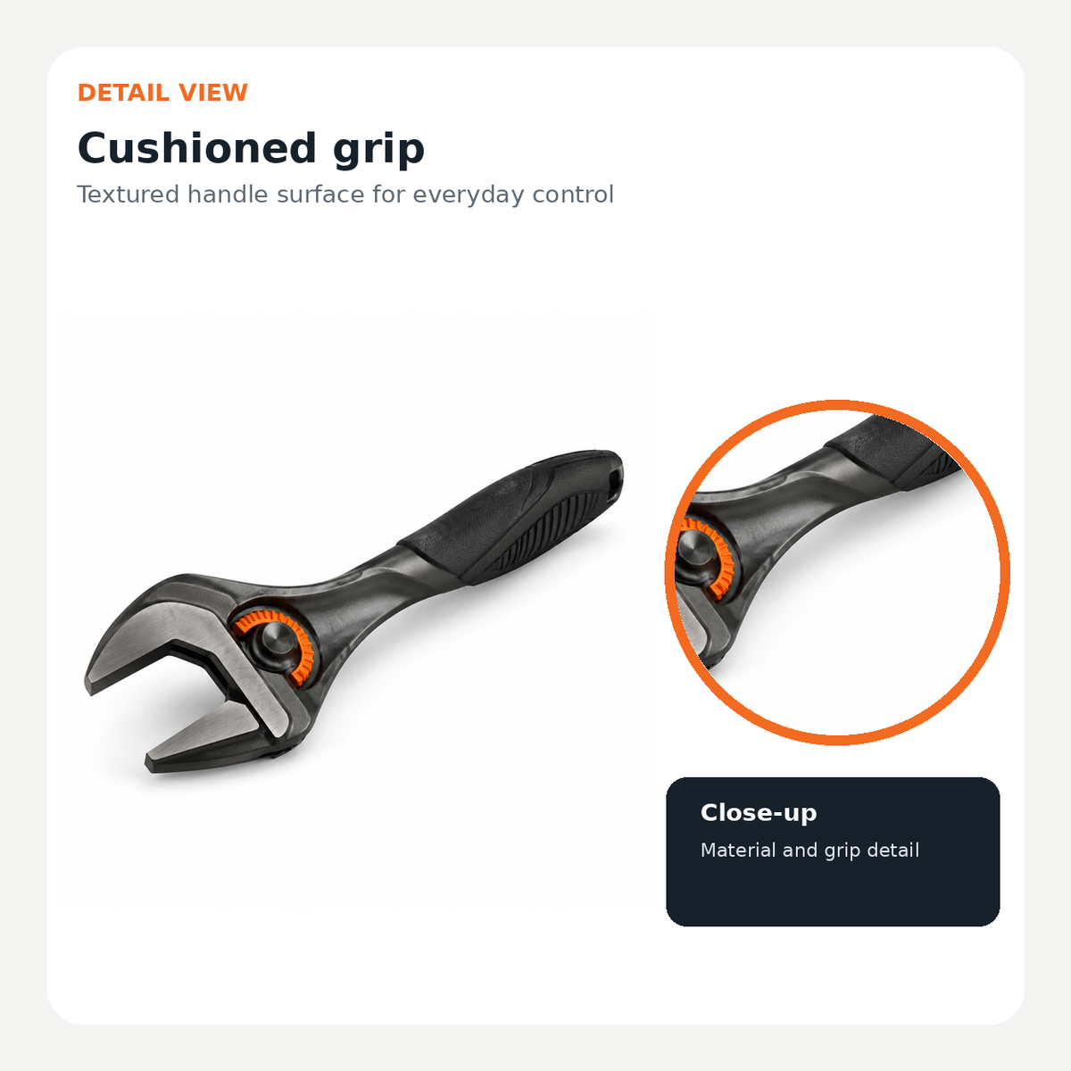 Wide-Jaw Adjustable Wrench with Comfort Grip