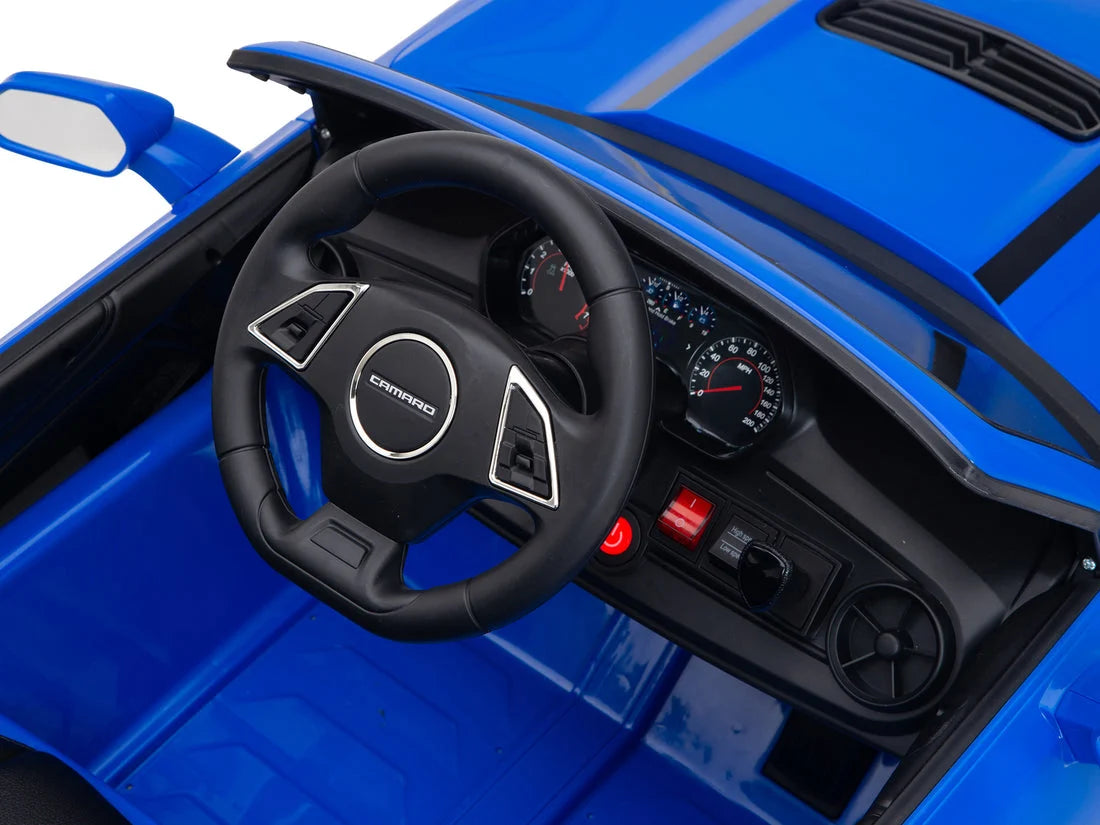 12V Chevrolet Camaro 2SS Kids Ride On One Seater Electric Car with Leather Seat, Rubber Tires and RC