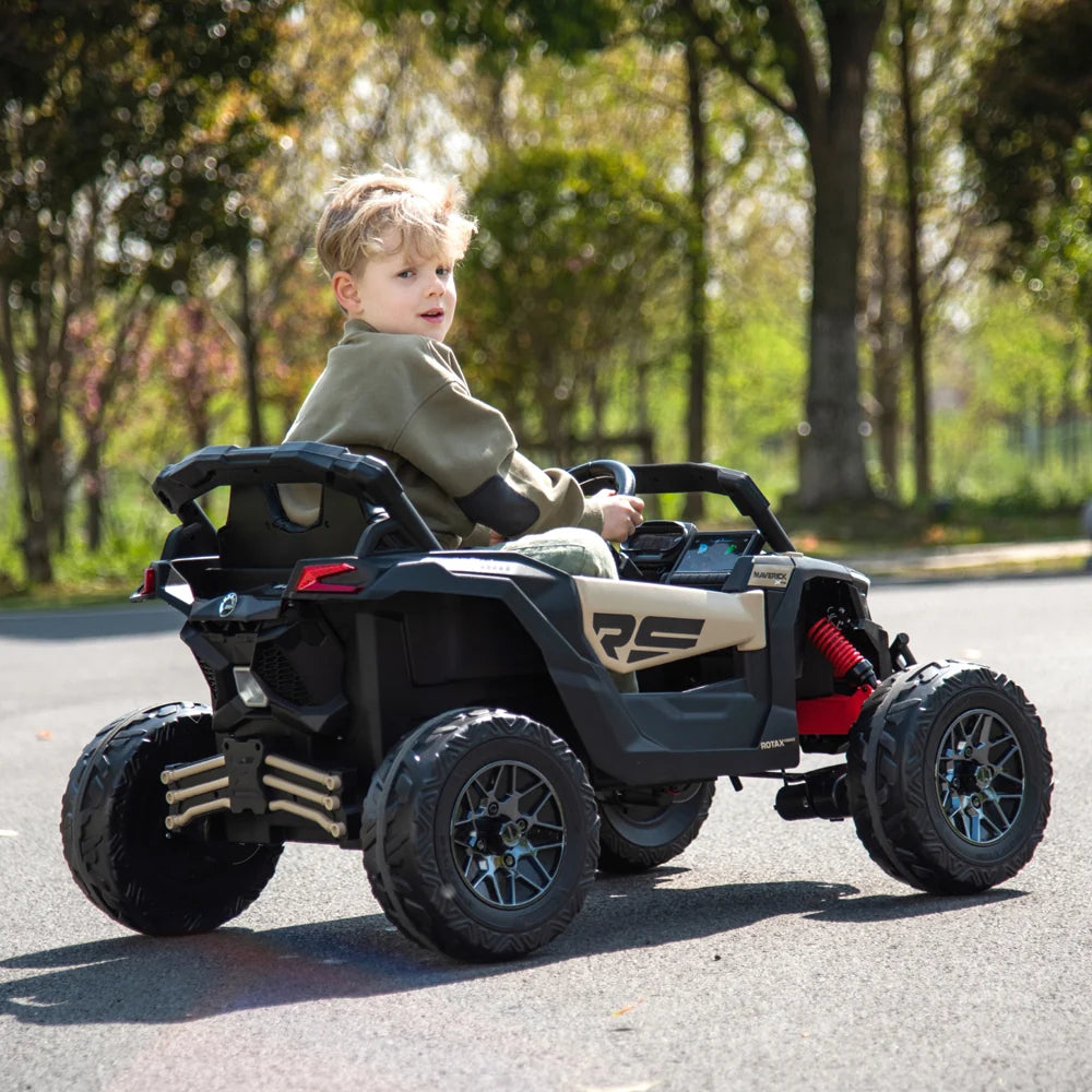Licensed 24V Can Am Maverick Kids Ride On One Seater UTV, Rubber Tires, Leather Seat with RC