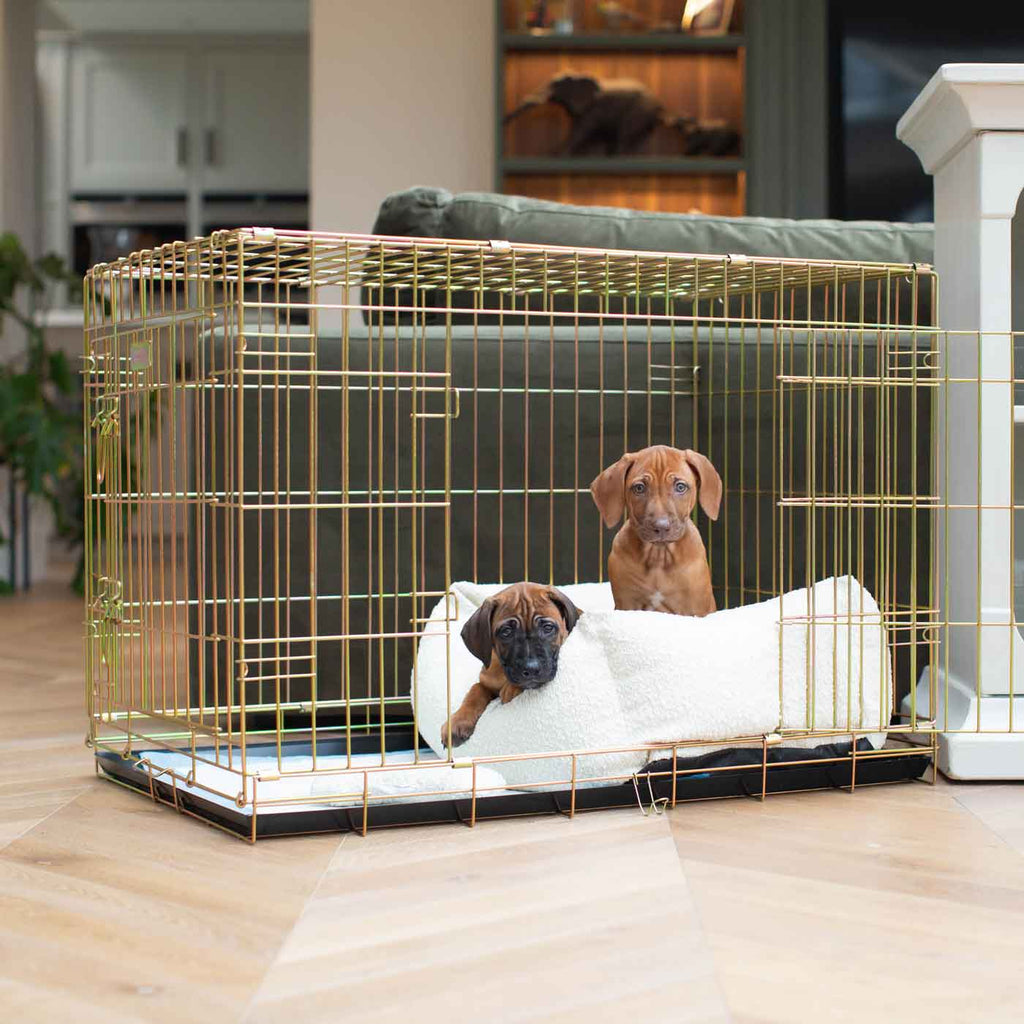 Cozy & Calming Puppy Cage Bed In Ivory Boucl