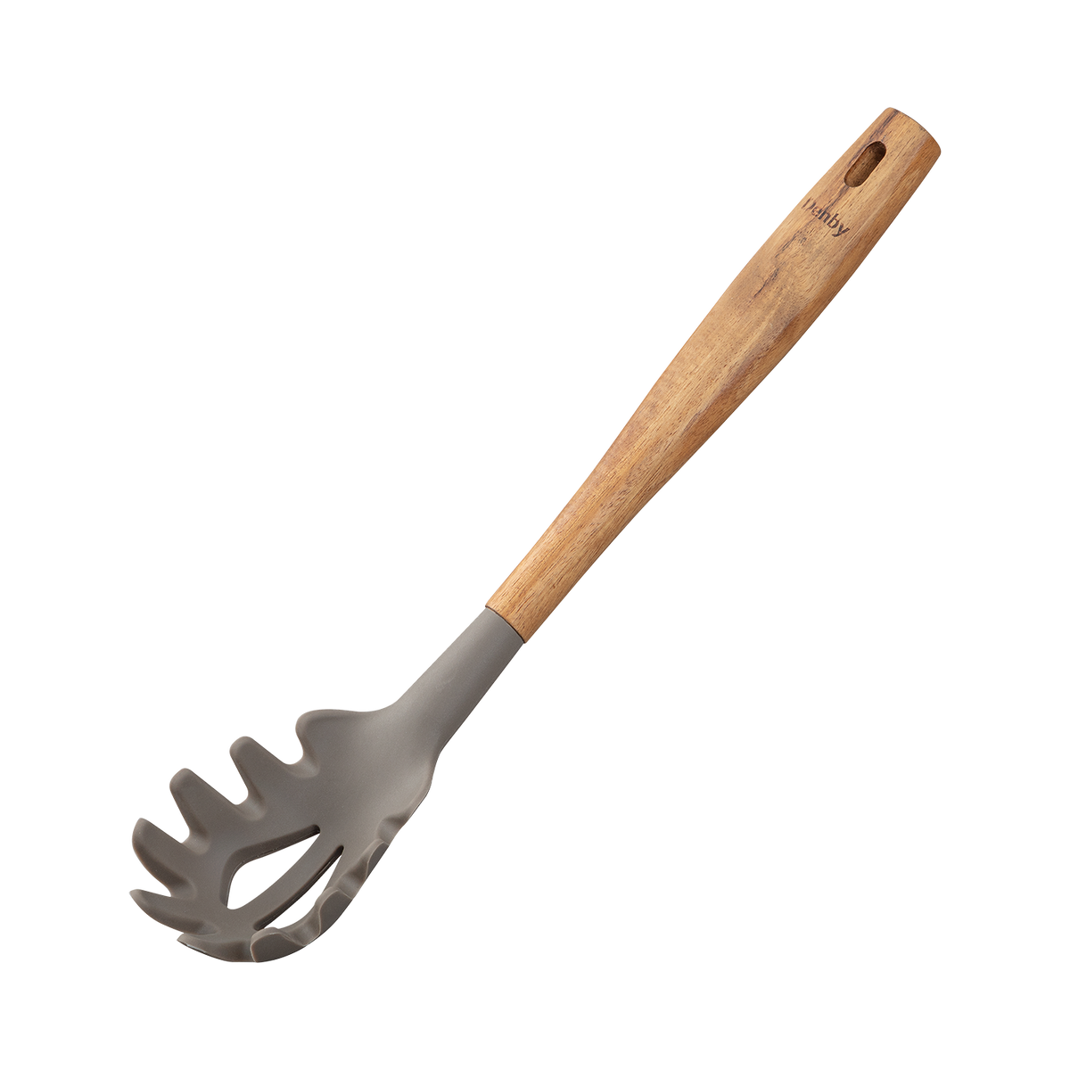 Acacia & Silicone Spaghetti Server Grey