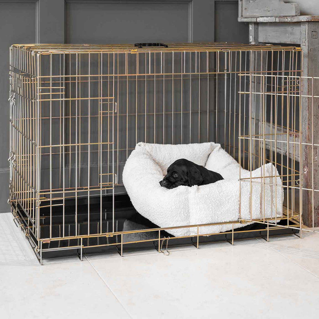 Cozy & Calming Puppy Cage Bed In Ivory Boucl