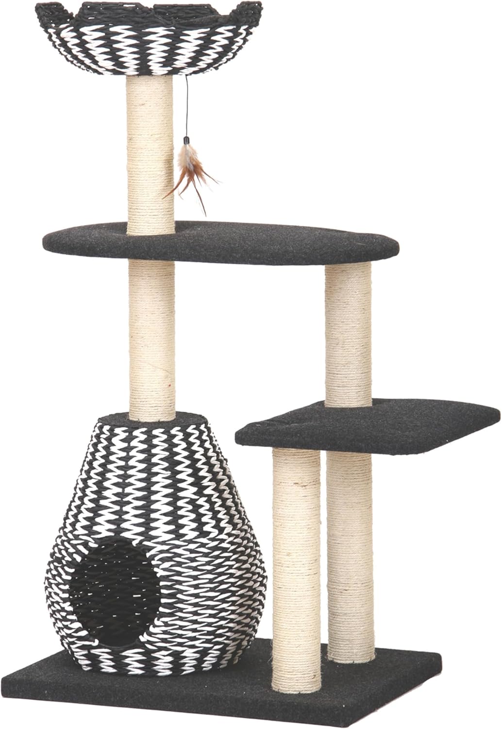 Petpals Handwoven Cat Tree with Condo, Top Bed & Sisal Scratching Posts