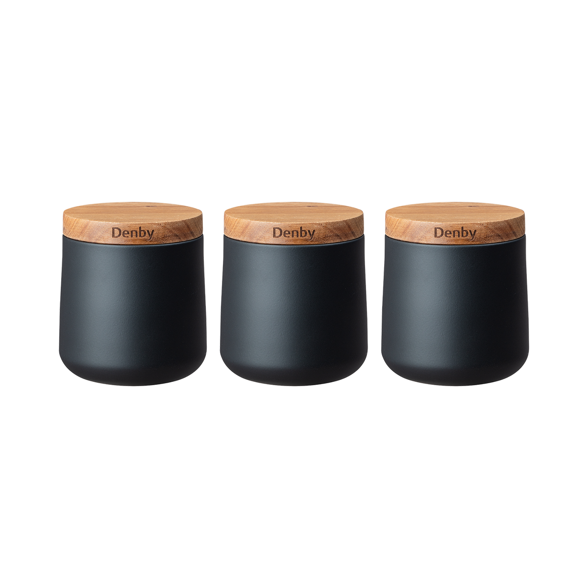 Denby Set Of 3 Black Storage Canisters