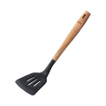 Acacia & Silicone Slotted Turner Black