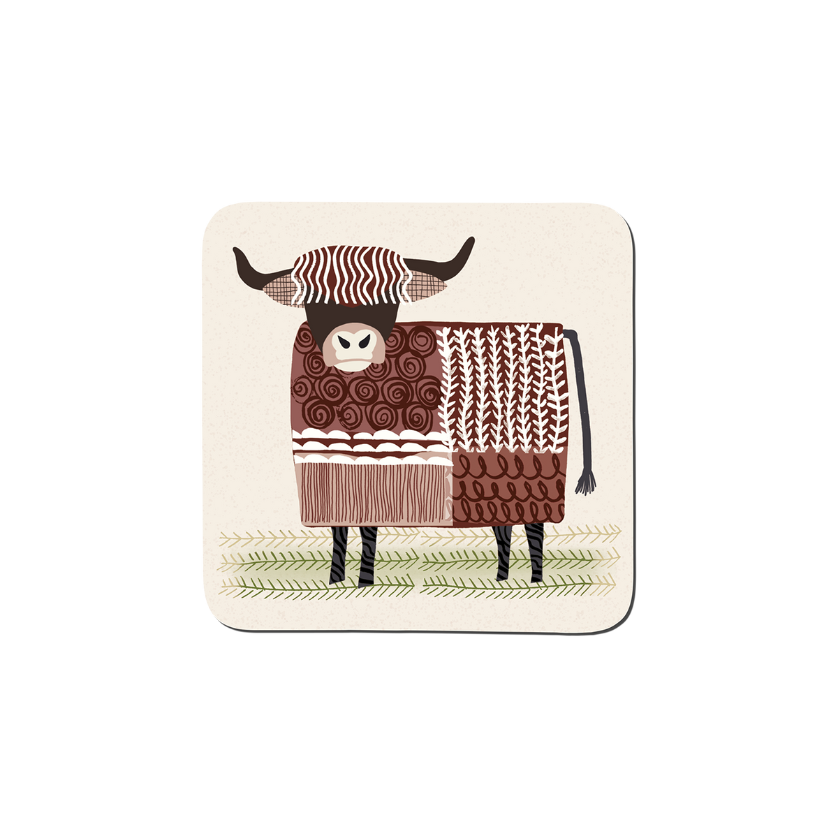 Denby Highland Cow Set Of 6 Coasters