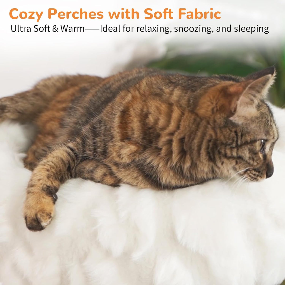 COZIWOW Cloud Cat Tree for Indoor Cats, 42" Modern Aesthetic Cat Tower with Solid Wood Branches, Top Cat Bed, Side Perch, Large Condo, Scratching