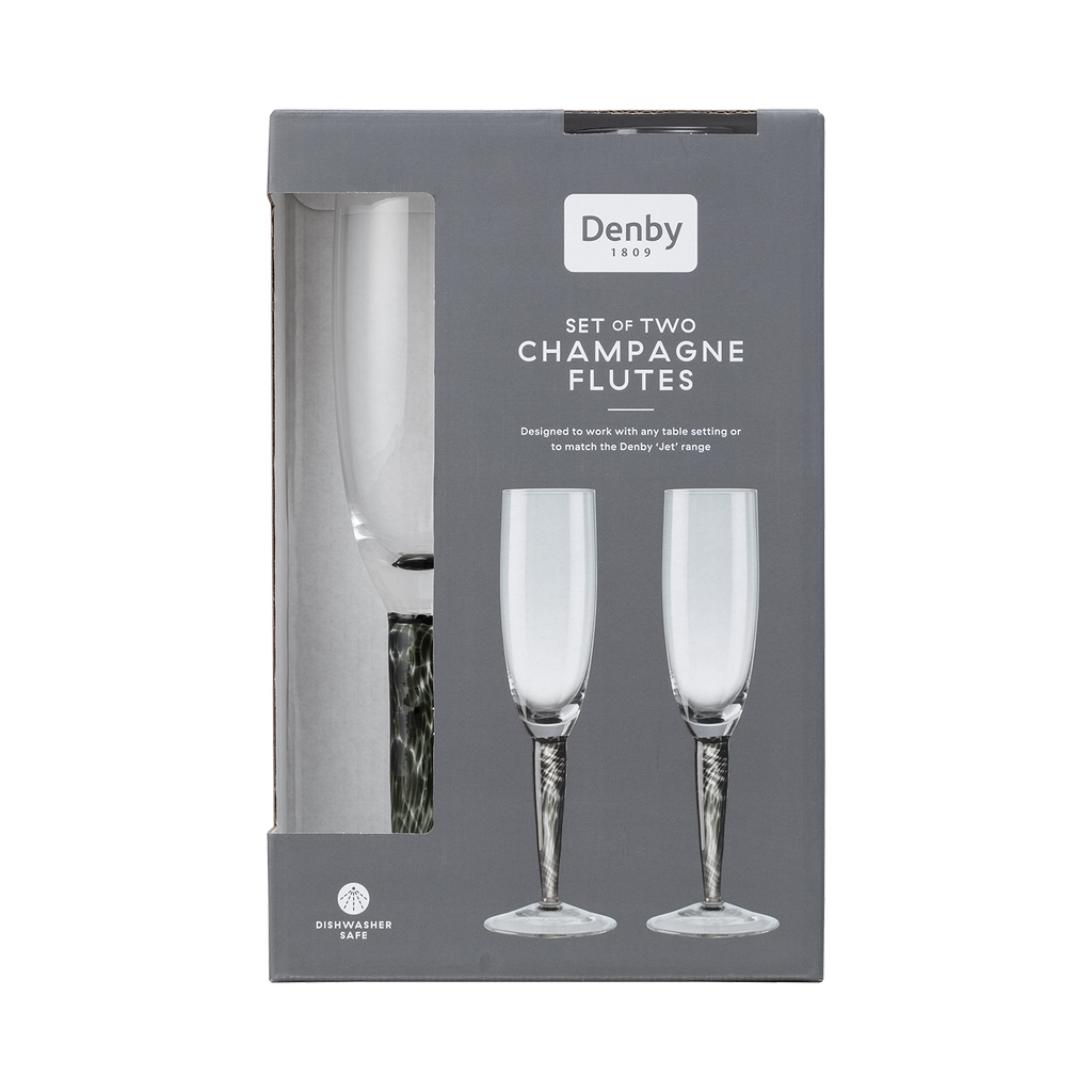 Classic Black Champagne Flutes - Set Of 2