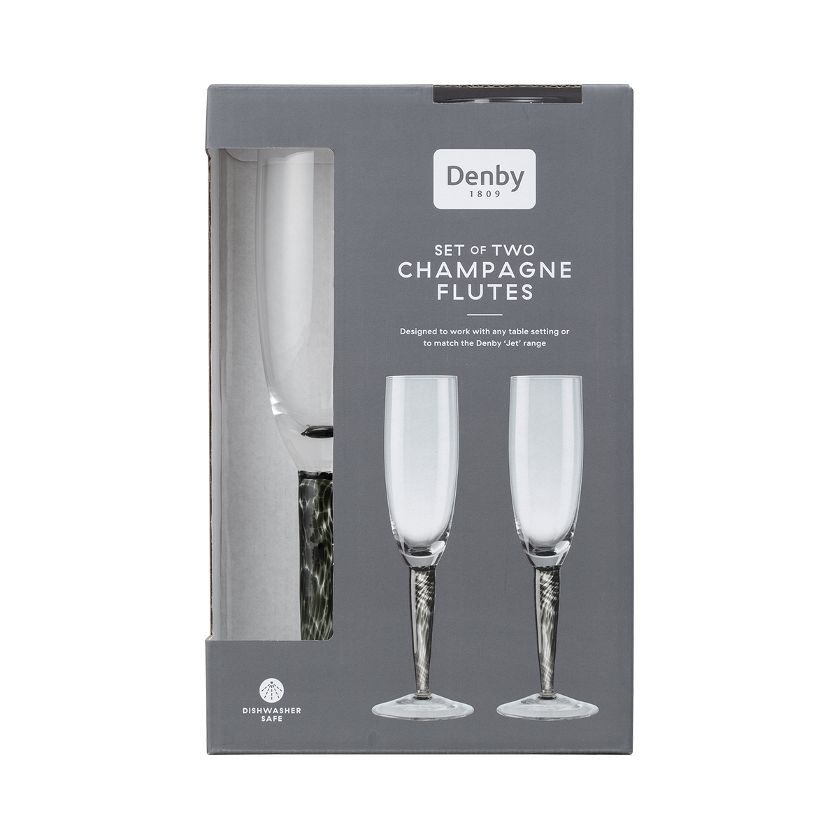 Classic Black Champagne Flutes - Set Of 2
