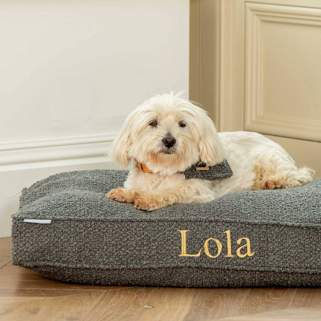 Dog Cushion in Granite Boucl