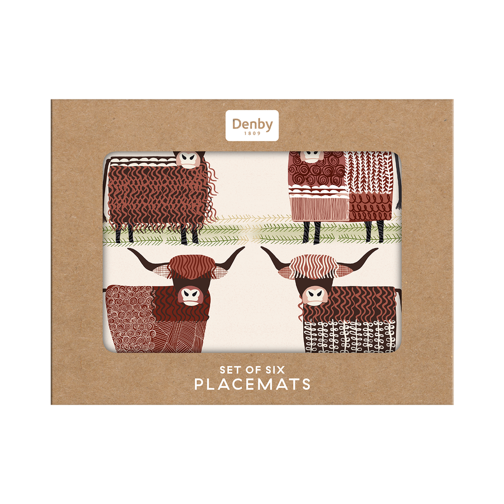 Denby Highland Cow Set Of 6 Placemats