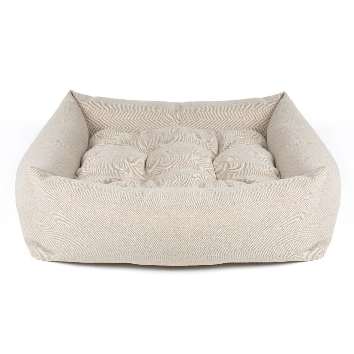 Box Bed For Dogs in Herringbone Tweed