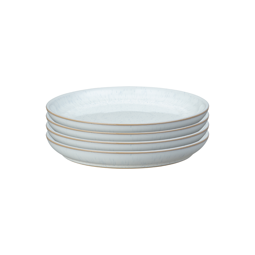 White Speckle Coupe Medium Plates - Set Of 4