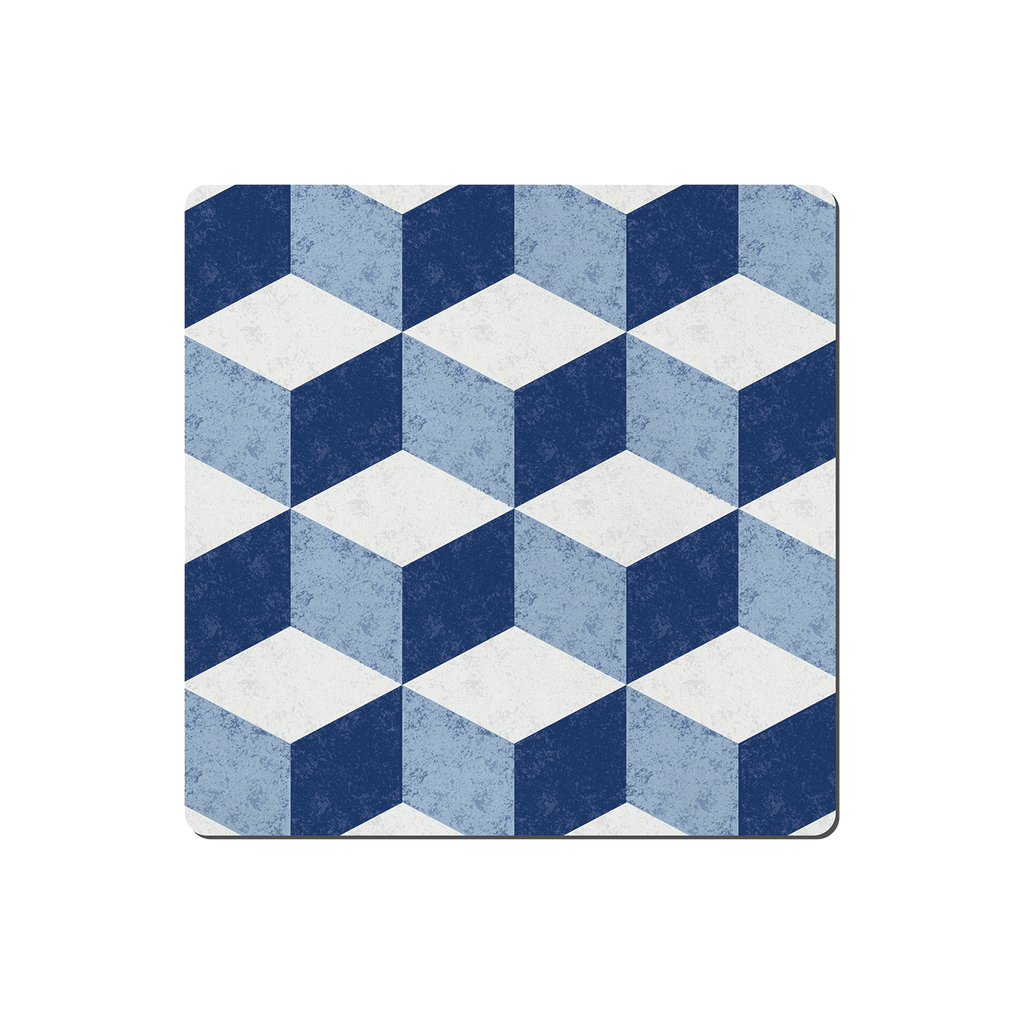 Blue Geometric Square Placemats - Set Of 6