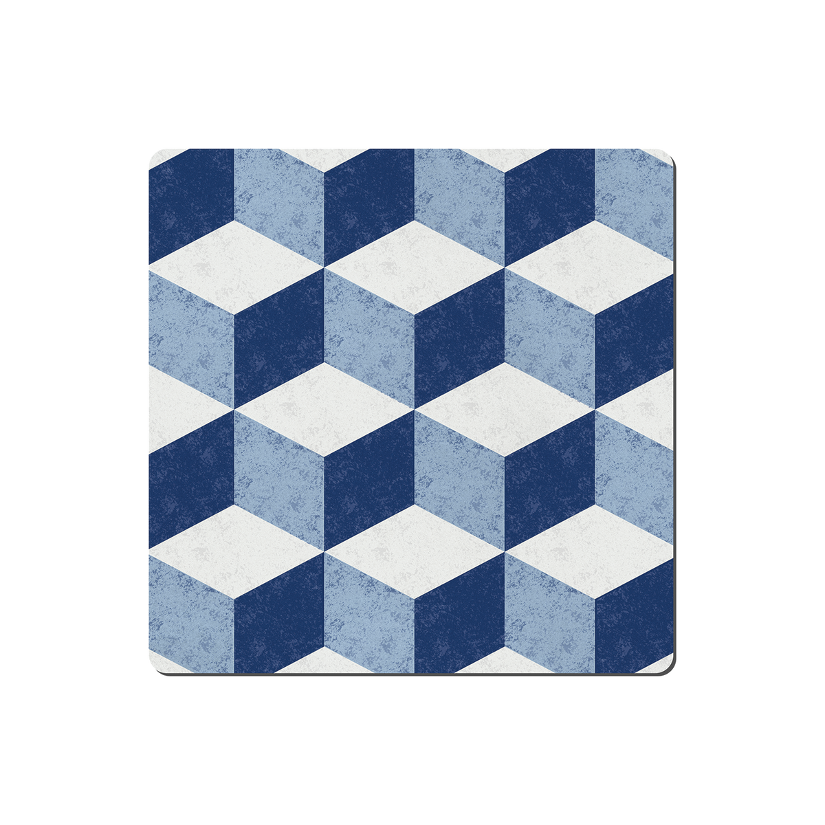 Blue Geometric Square Placemats - Set Of 6