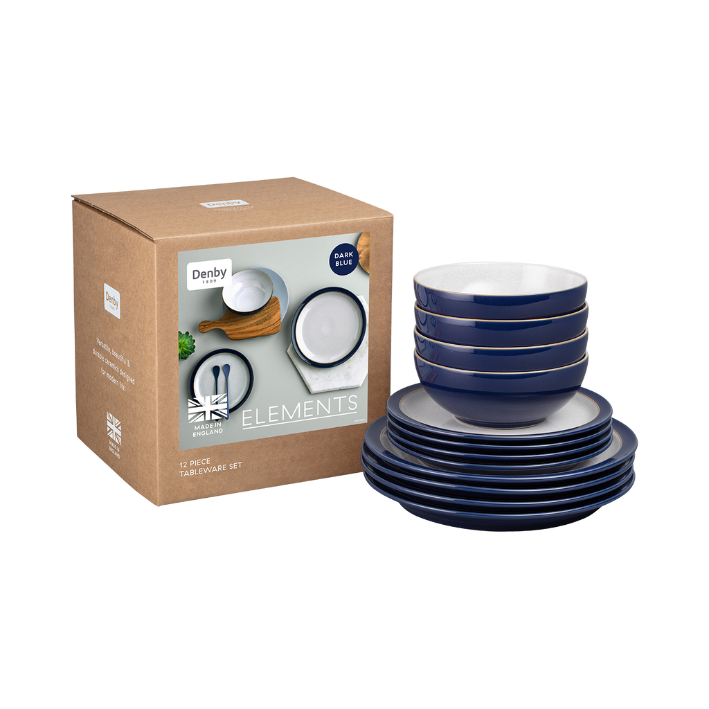 Elements Dark Blue 12 Piece Dinner Set