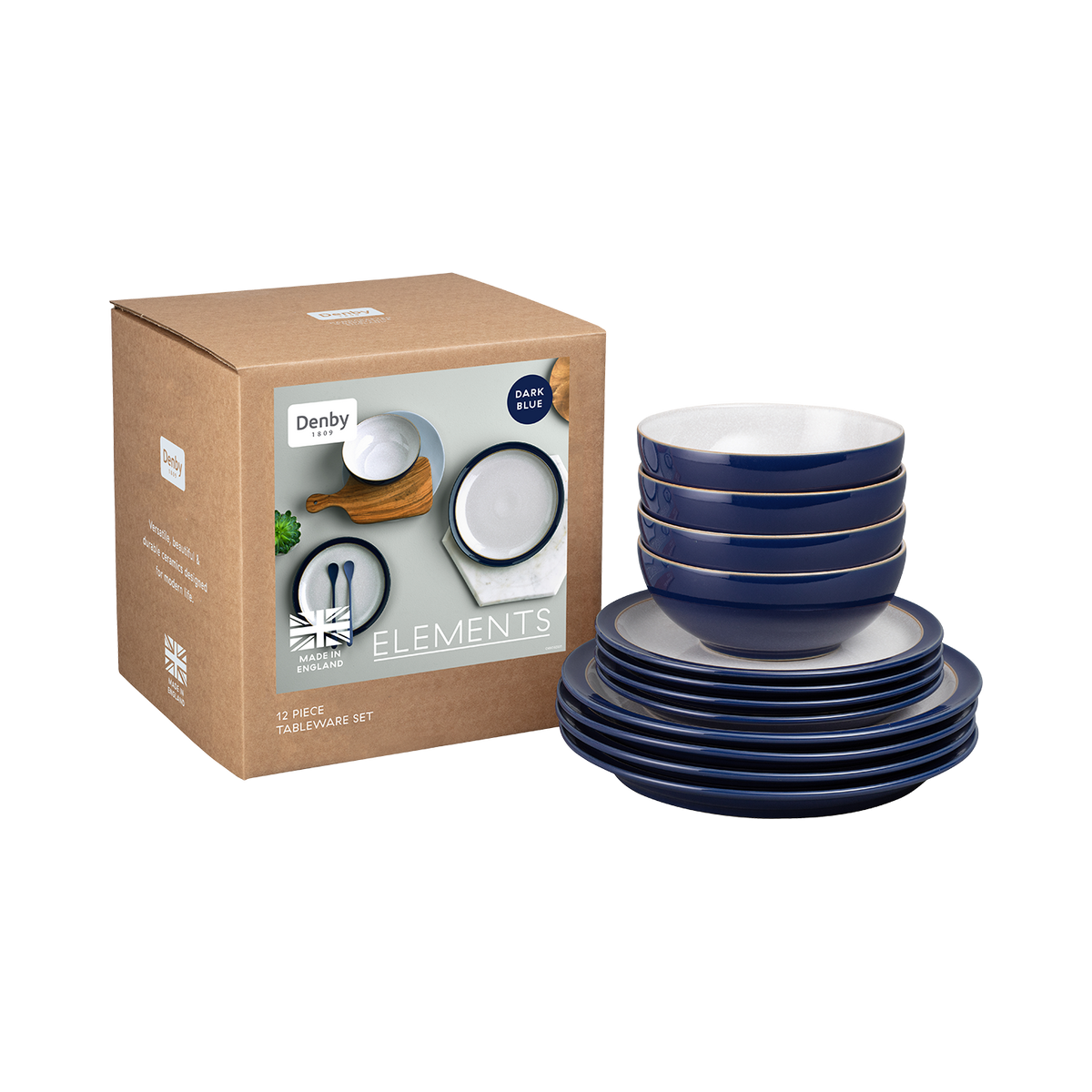 Elements Dark Blue 12 Piece Dinner Set