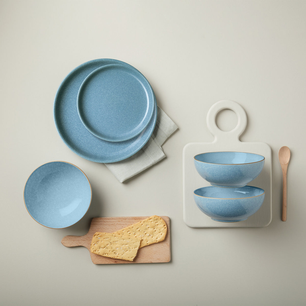 Elements Blue Coupe Medium Plates - Set Of 4