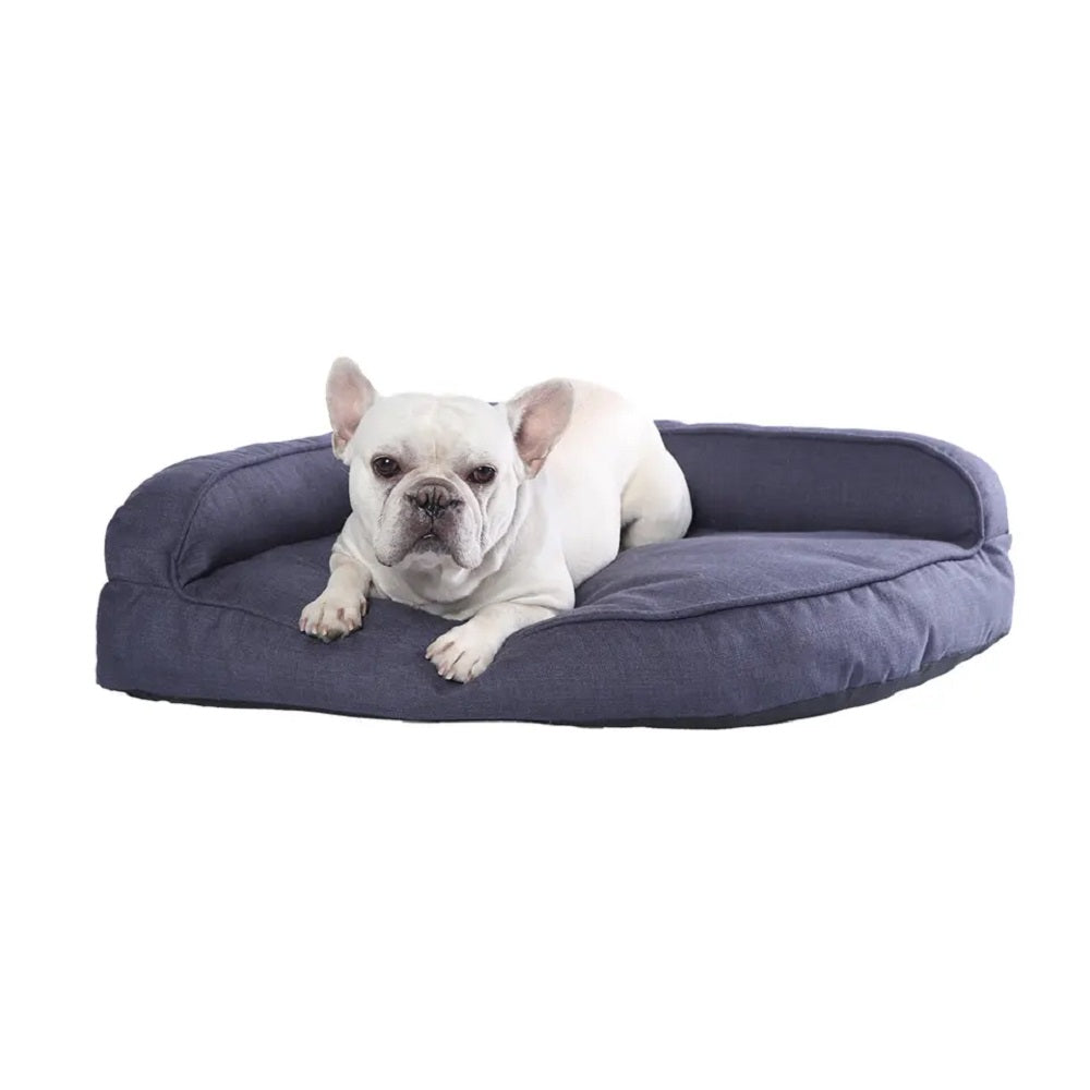 Dog Couch Bed Imitation Linen Fabric Large Comfy Pet Bed