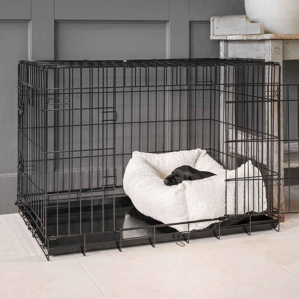 Cozy & Calming Puppy Cage Bed In Ivory Boucl