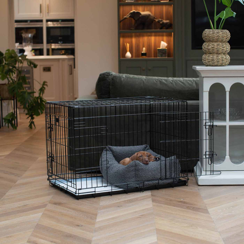 Cozy & Calming Puppy Cage Bed In Granite Boucl