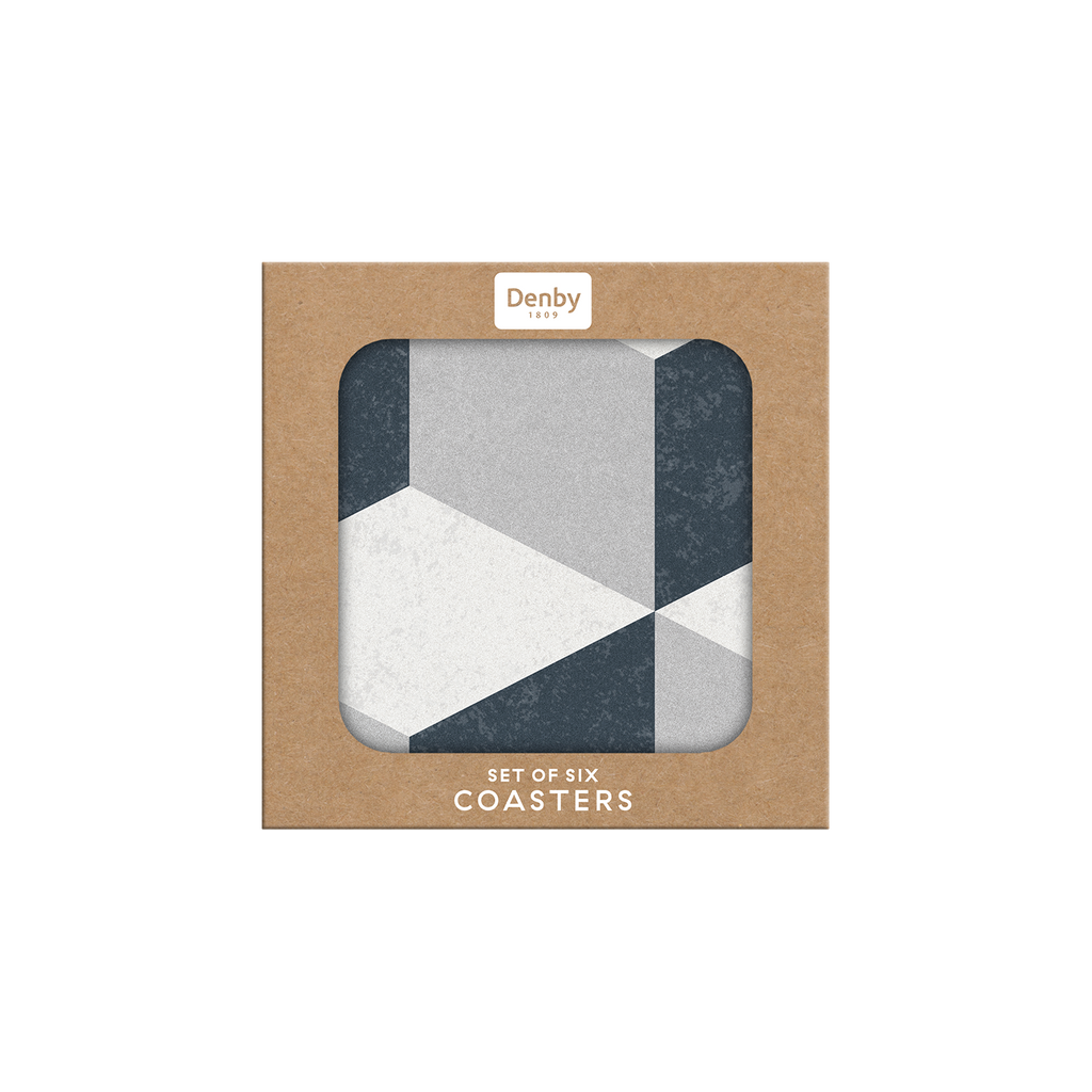 Grey Geometric Square Coasters - Set Of 6
