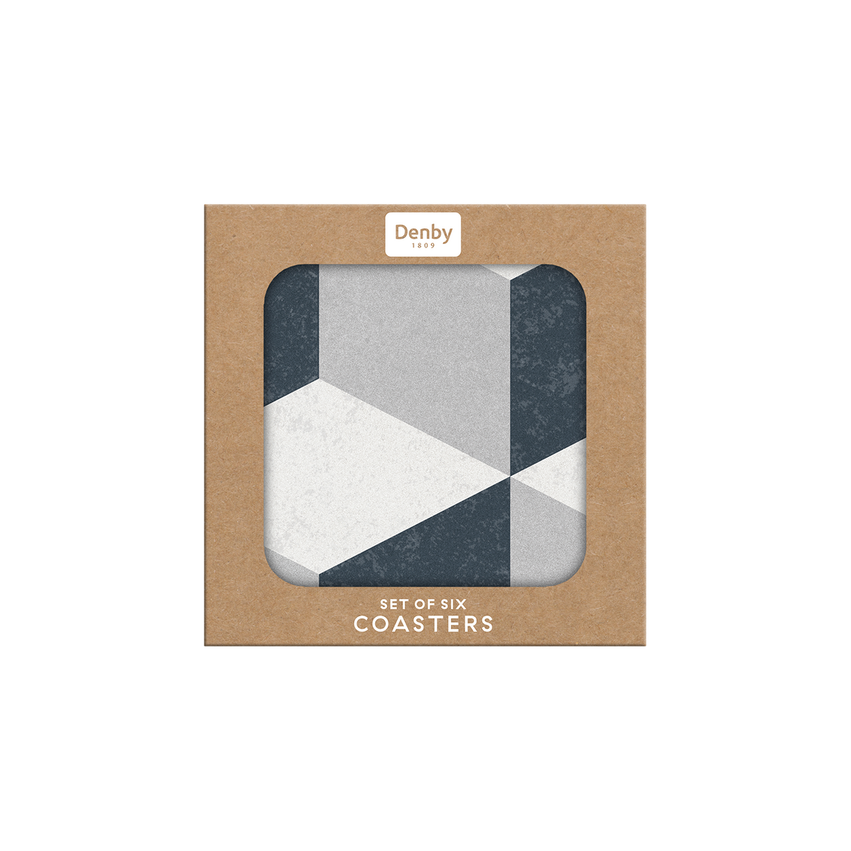 Grey Geometric Square Coasters - Set Of 6