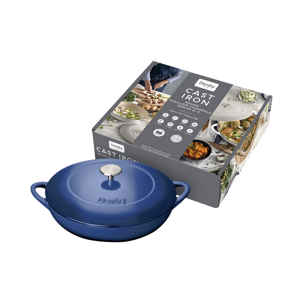 Cobalt 30cm Shallow Cast Iron Casserole