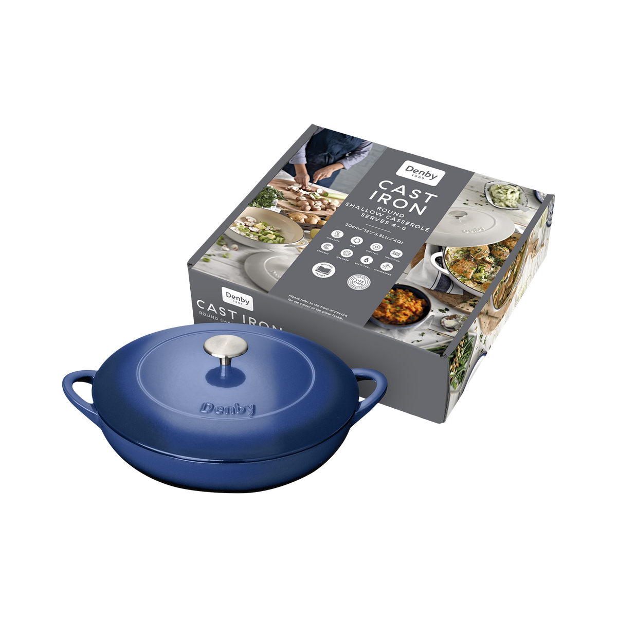 Cobalt 30cm Shallow Cast Iron Casserole