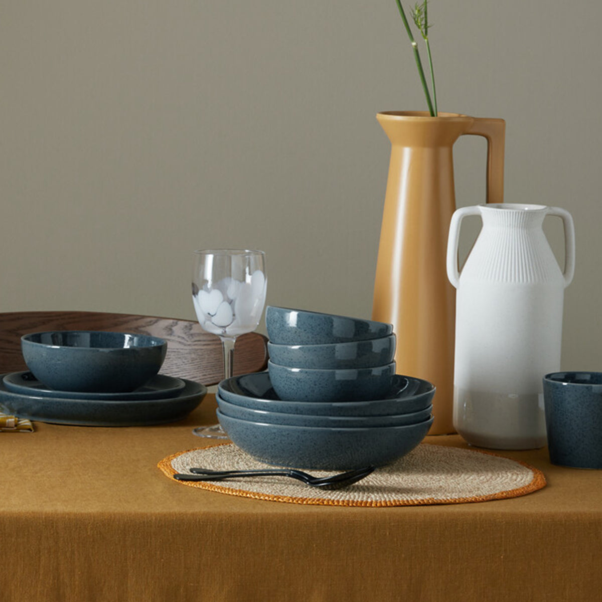 Dark Grey Speckle Rice Bowls - Set Of 4