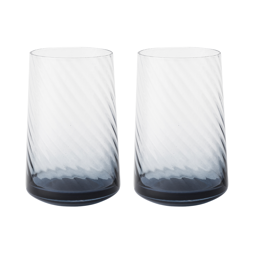 Contemporary Fluted Blue Large Tumblers - Set Of 2