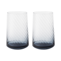 Contemporary Fluted Blue Large Tumblers - Set Of 2