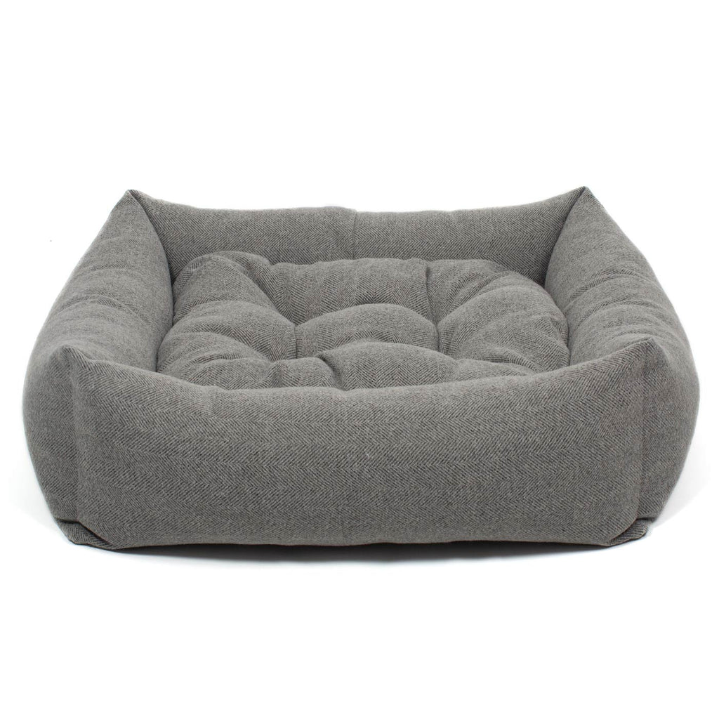 Box Bed For Dogs in Herringbone Tweed