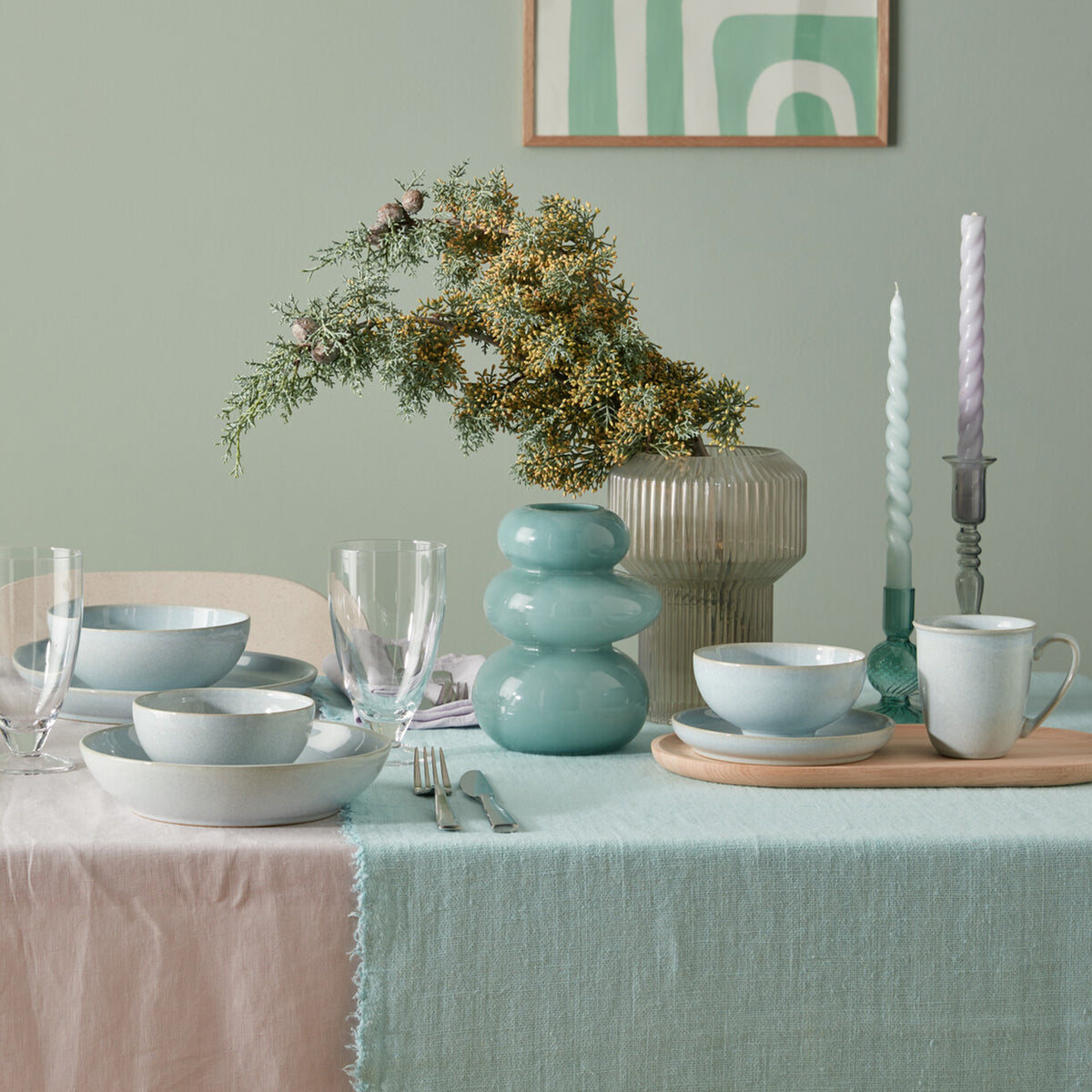 Elements Jade Light Green Rice Bowls - Set Of 4