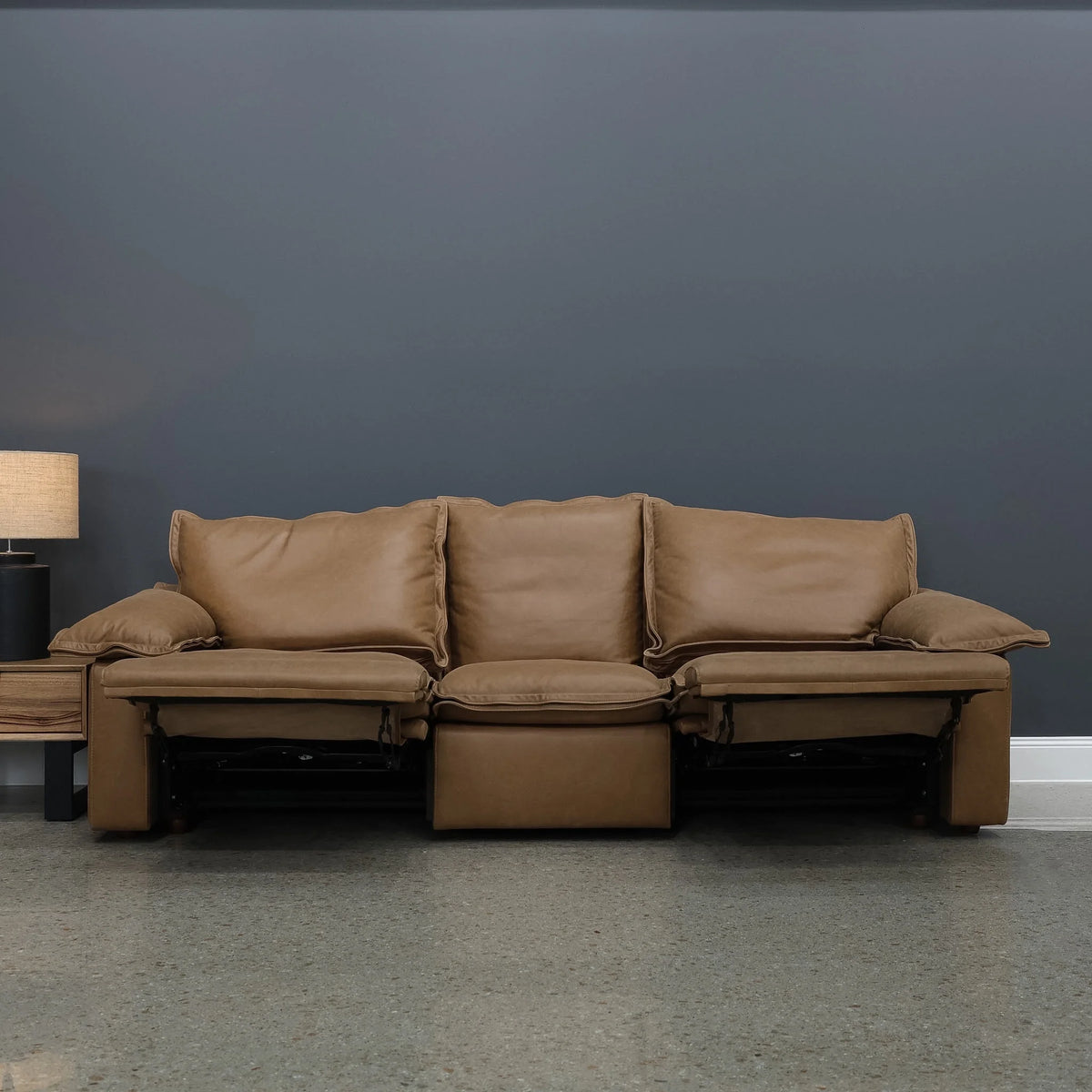 Portland Electric Reclining 3 Seater Tan Leather