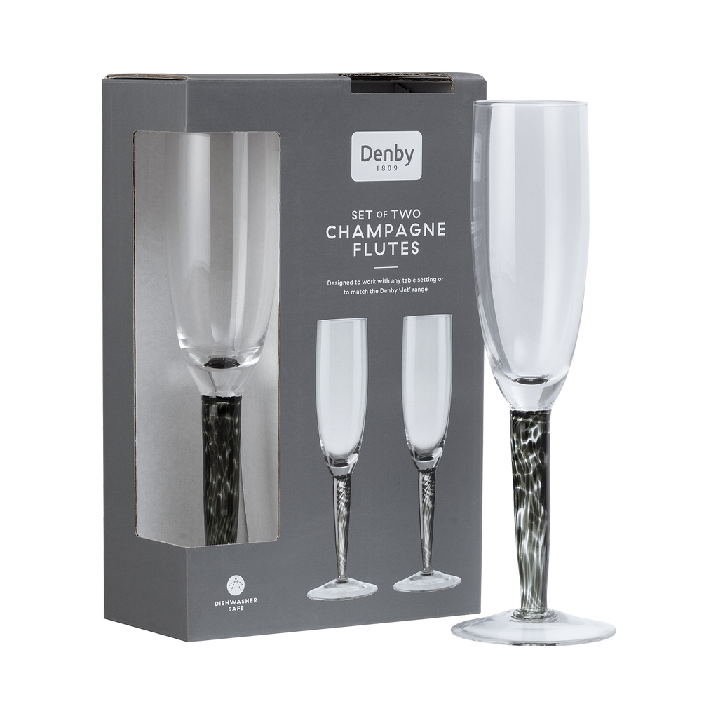Classic Black Champagne Flutes - Set Of 2