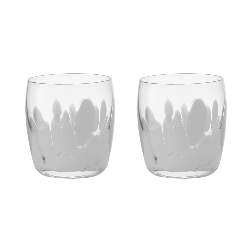 Contemporary Marbled White Small Tumblers - Set Of 2