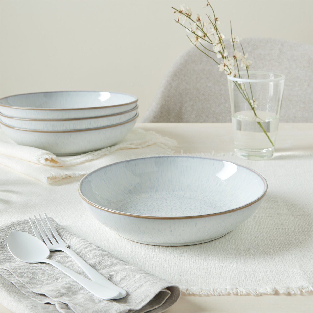 White Speckle Pasta Bowls - Set Of 4