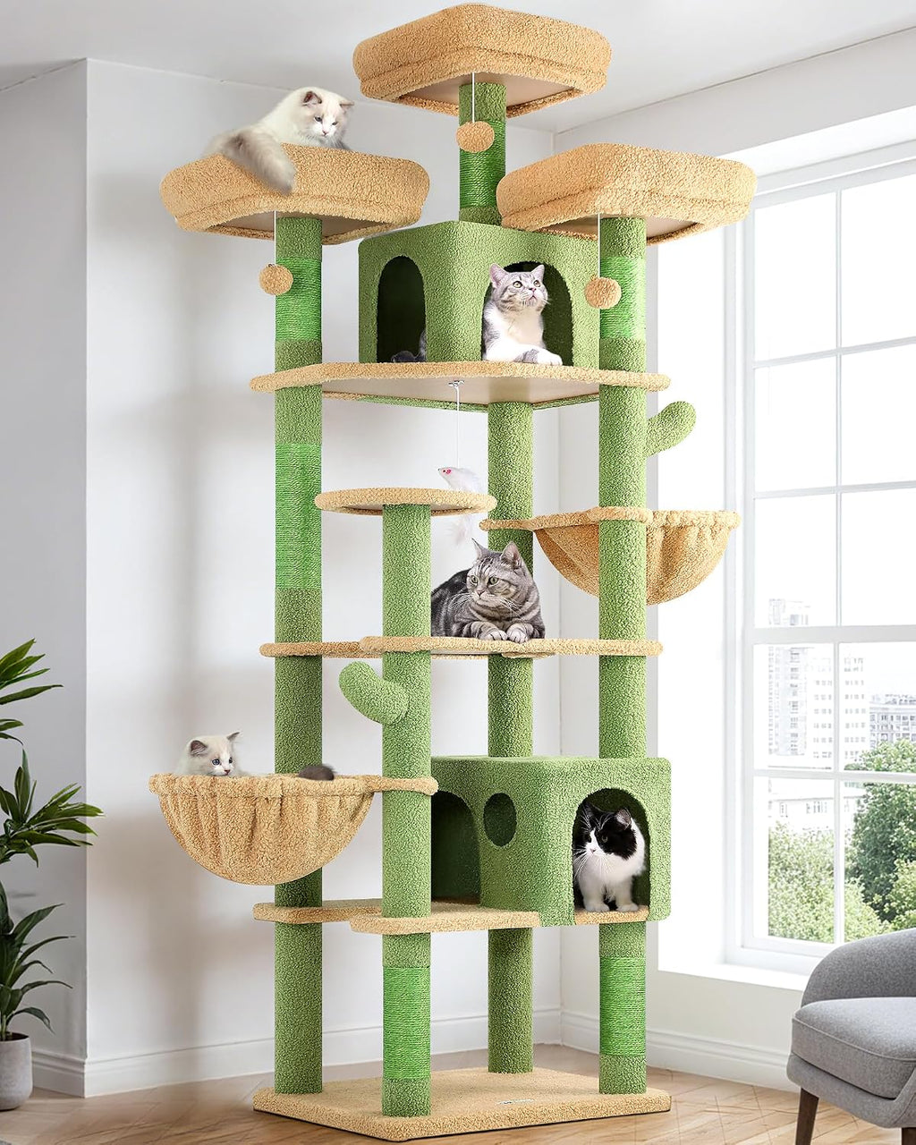Globlazer Cat Tree Tower for Multiple Adult Cats, 82in, F82, Dark Grey