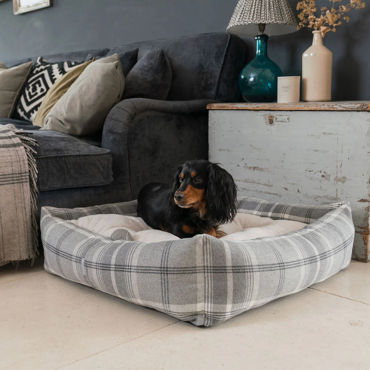 Box Bed For Dogs in Balmoral Tweed
