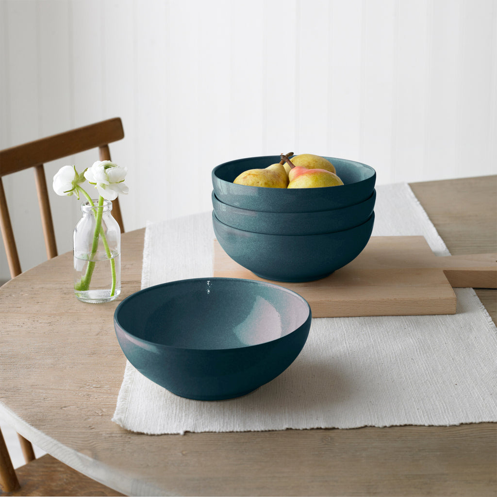 Elements Jade Dark Green Coupe Cereal Bowls - Set Of 4